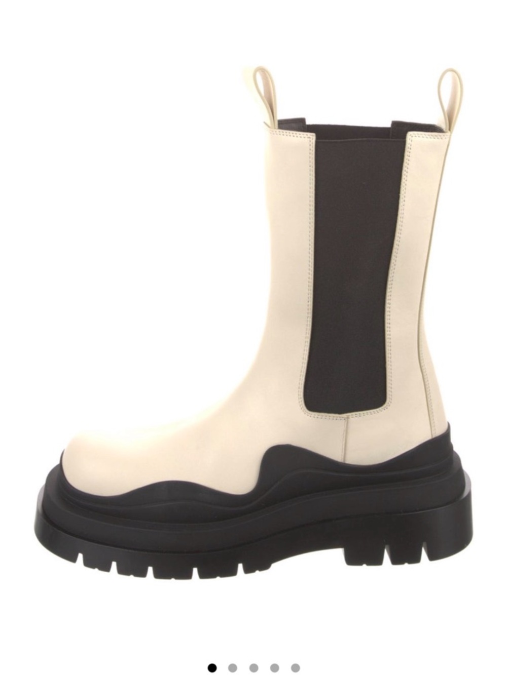 Bottega Veneta Cream and Black Lug Sole Chelsea Boot